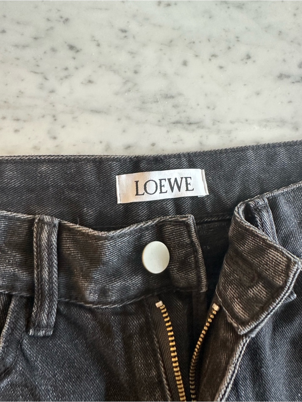Loewe Black Wide-Leg Jeans with White Embroidered Anagram - Picture 2 of 5